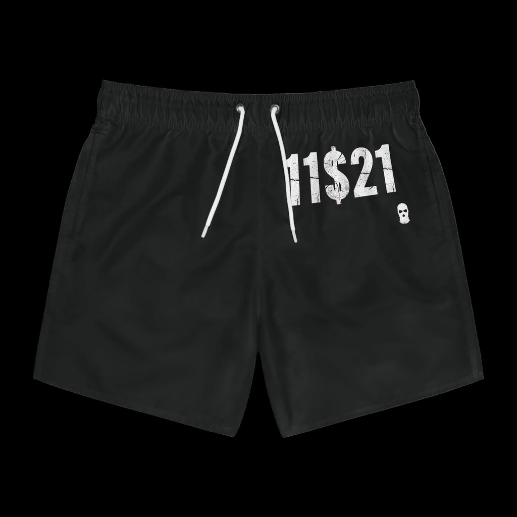 1121 Distressed Logo Athletic Shorts — Black