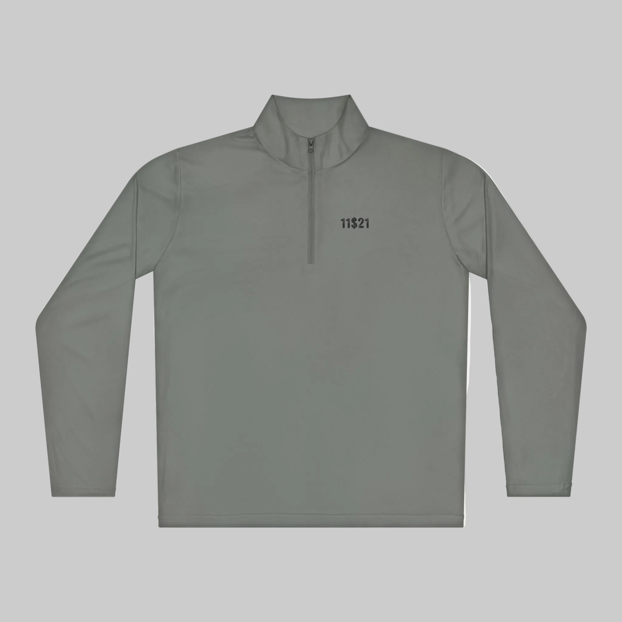 Minimalist '11821' Quarter-Zip Pullover — Subtle Diagonal Back Graphic