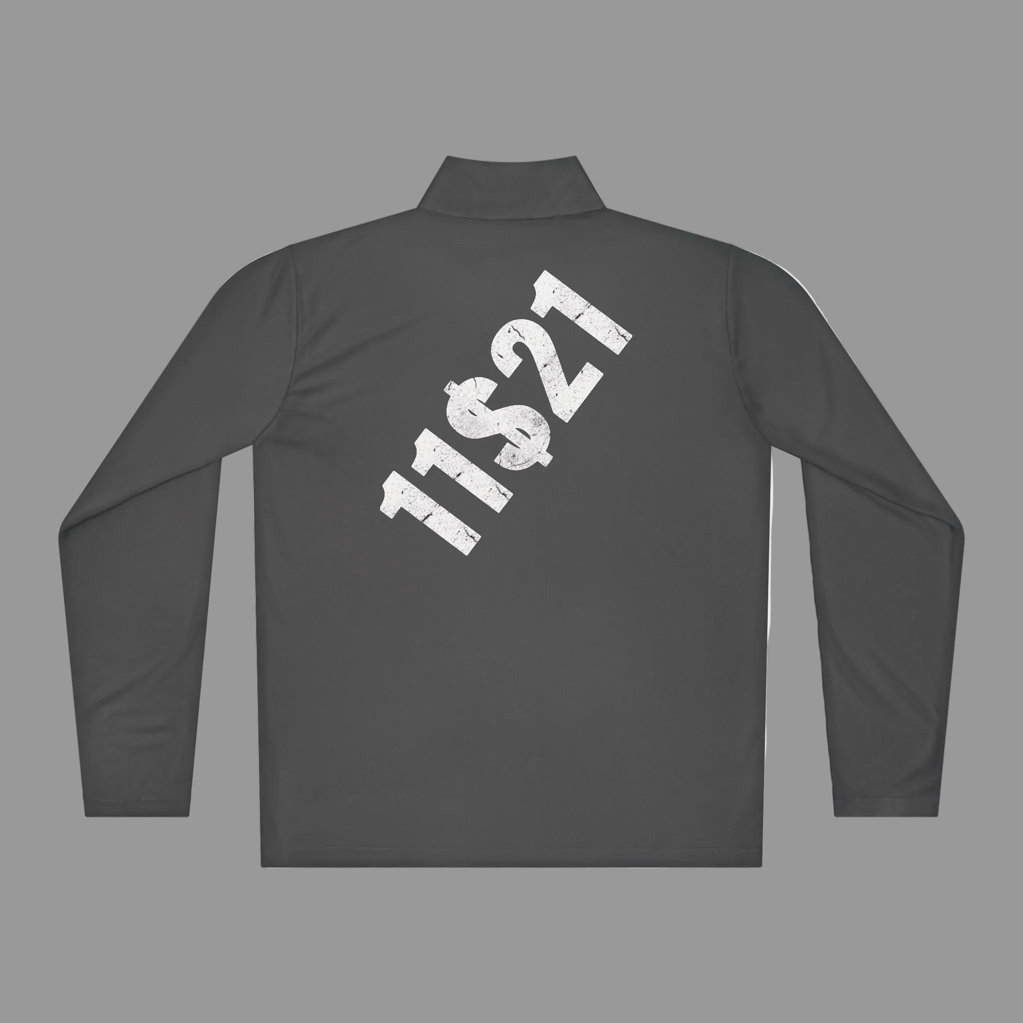 Minimalist '11821' Quarter-Zip Pullover — Subtle Diagonal Back Graphic