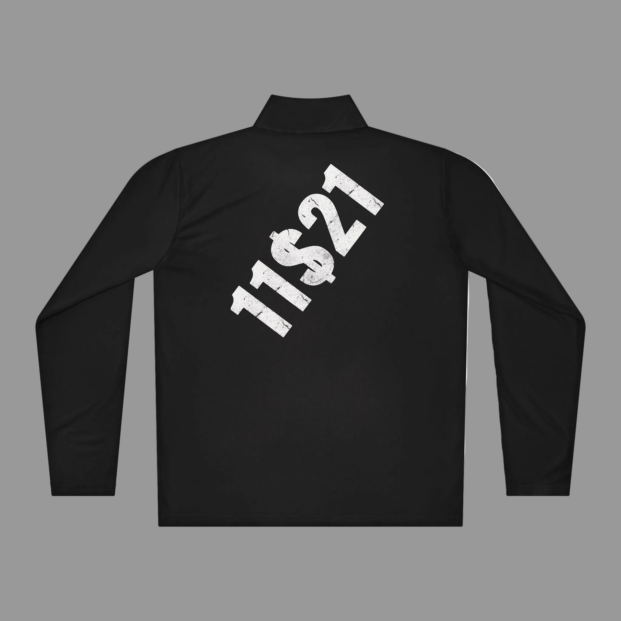 Minimalist '11821' Quarter-Zip Pullover — Subtle Diagonal Back Graphic