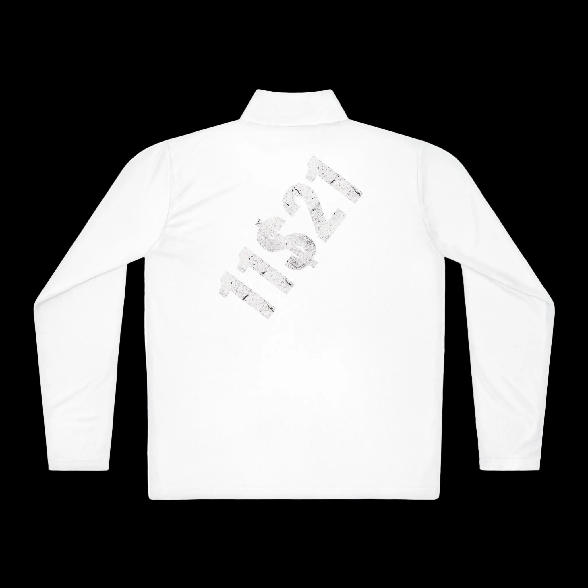 Minimalist '11821' Quarter-Zip Pullover — Subtle Diagonal Back Graphic