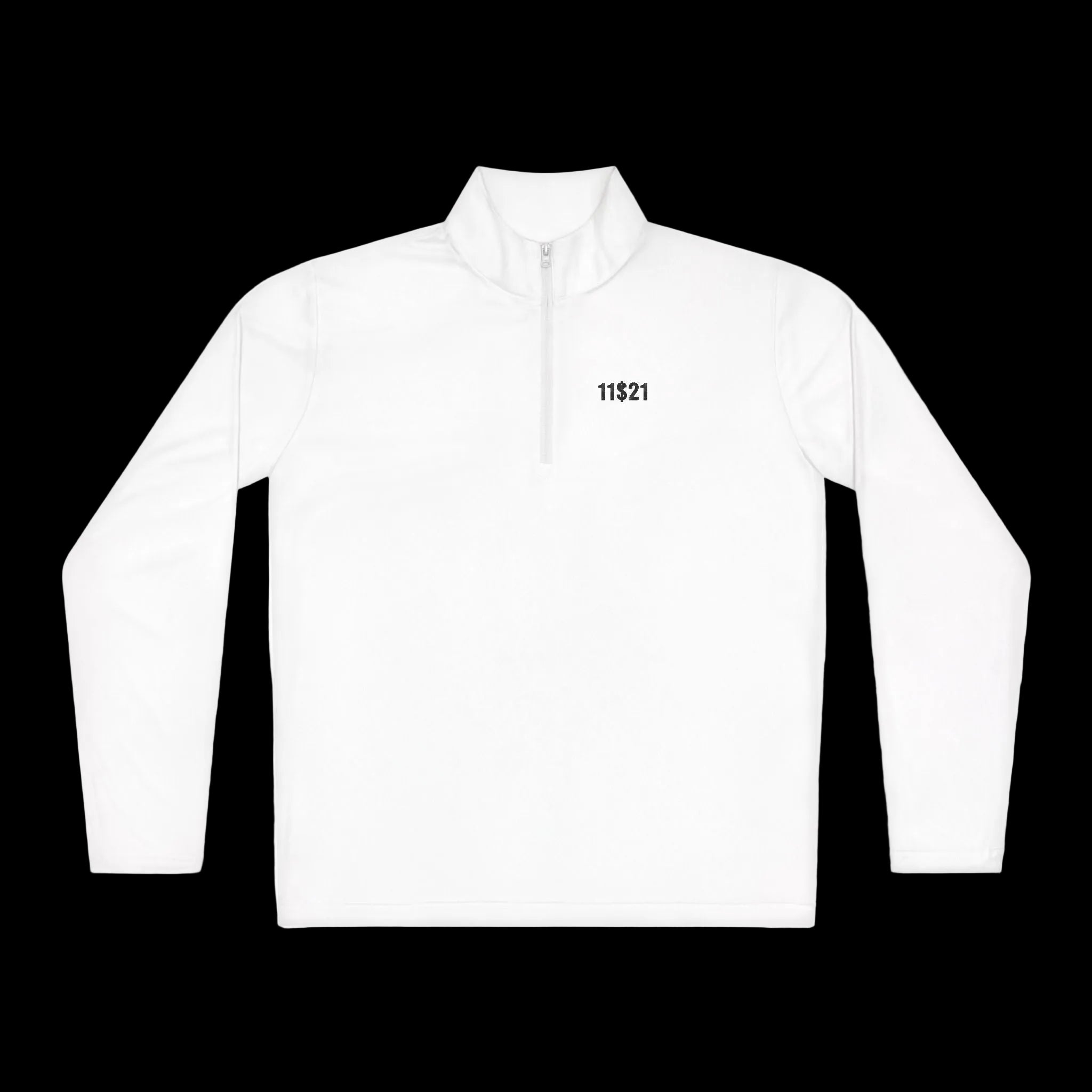 Minimalist '11821' Quarter-Zip Pullover — Subtle Diagonal Back Graphic