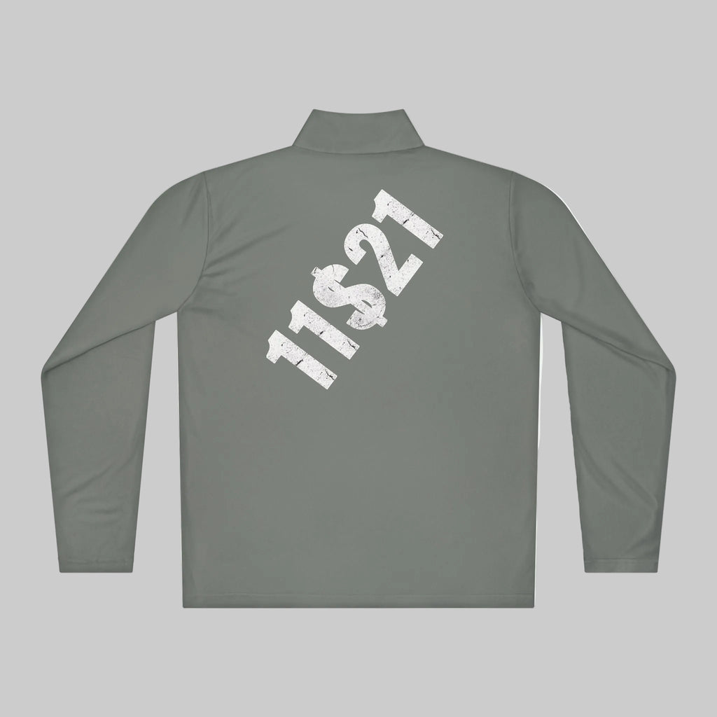 Minimalist '11821' Quarter-Zip Pullover — Subtle Diagonal Back Graphic